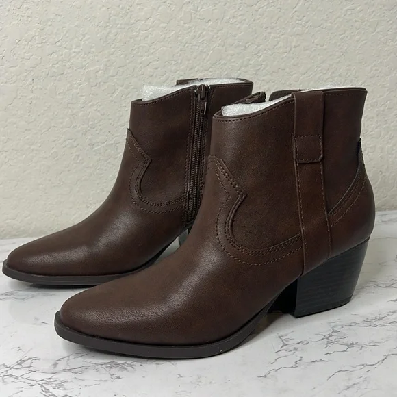 Style & Co Perriee Womens Faux Leather Pointed Toe Cowboy, Western Boots - Picture 3 of 9